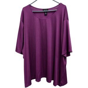 Maggie Barnes Womens Tunic Top Size 5X Purple Short Sleeve Minimalist Casual